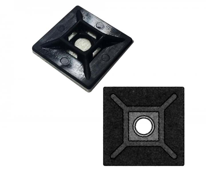 Samoprzylepna zaczepka do tamy zaciskowej czarna Wapro M-AS-28BK 28,6x28,6 mm - 100 szt.