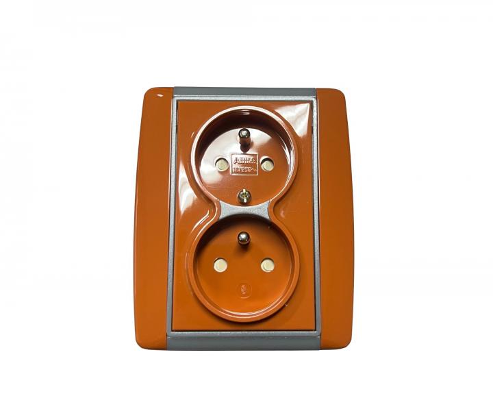 Gniazdo podw�jne z przes�onami ABB Element-Time 5512E-C02359 07 - karmelowe/szare lodowe