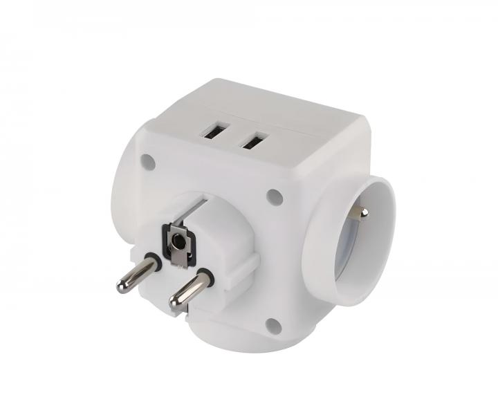 Potrjna rozdzielnica okrga Emos P0024U, 2 x USB - biaa