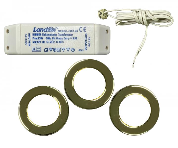 Zestaw wbudowanych halogenowych opraw o�wietleniowych Rendl SHP3205/Z, G4, 220-240 V, 3x 20 W - z�oty