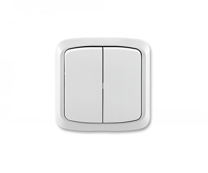 Podw�jny prze��cznik kompletny ABB Tango 3558A-05840 B, IP44, uk�ad 5 - bia�y