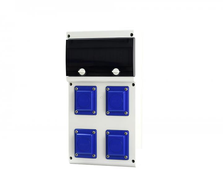 Rozdzielnica z gniazdami Scame 632.2222-004, IP54, 4x gniazdo 230 V, zabezpieczenie 4xB16/1