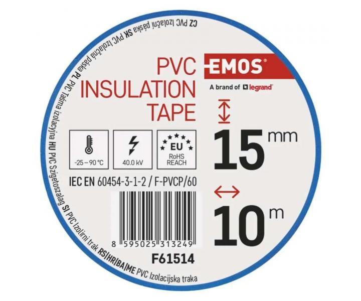 Tama izolacyjna PVC Emos F61514, 15 mm, 10 m, niebieska, 1 szt.