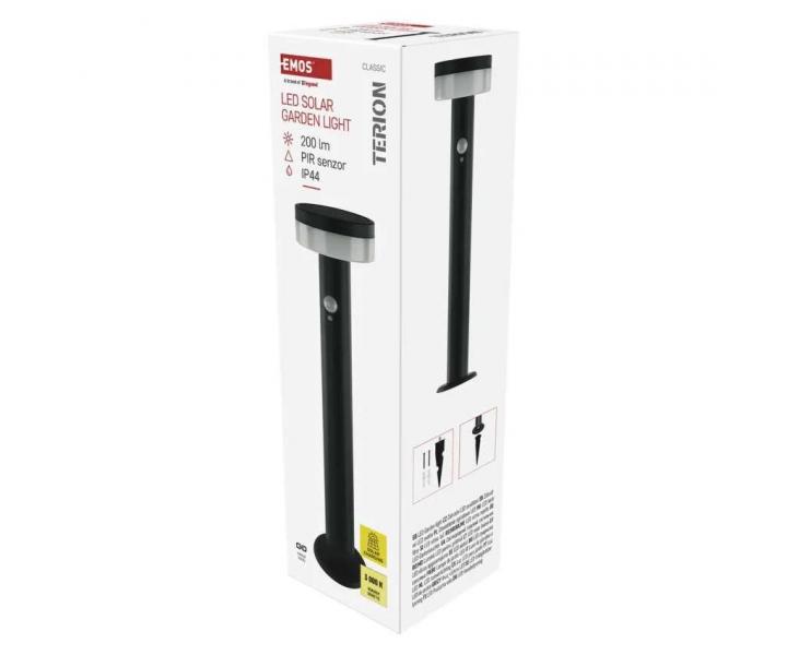 LED ogrodowa solarna lampa supkowa z czujnikiem zmierzchu Emos Terion ZGJ0B4S, IP44, 2 W, ciepa biaa