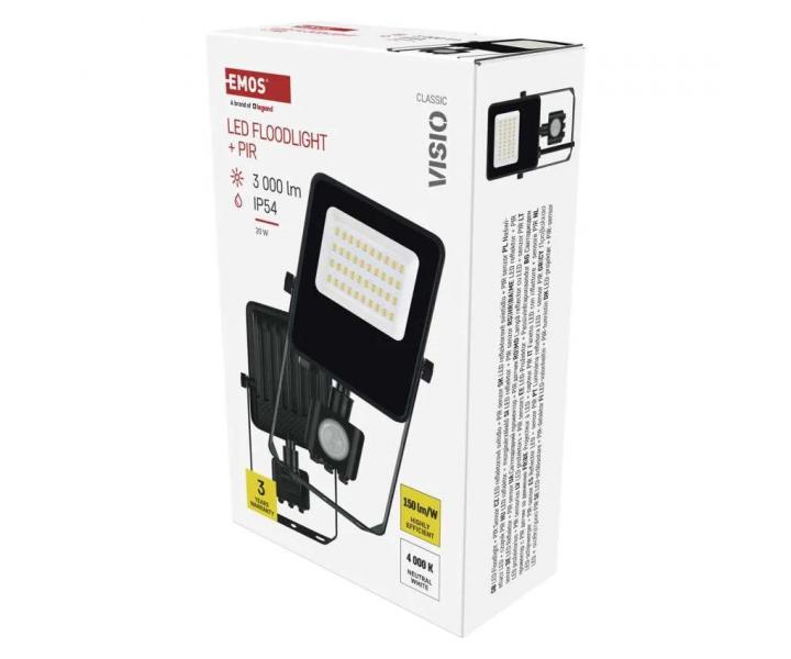 Reflektor LED Emos Visio ZS2923, IP54, 20 W, czarny - biaa neutralna