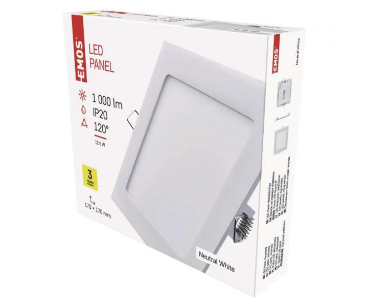 Kwadratowa oprawa LED sufitowa Emos Profi ZD2132, 12,5 W, neutralna biaa