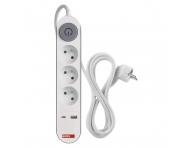 Przeduacz Emos P1312PD, 3x gniazdko, 1x USB-A, 1x USB-C, biay, 2 m