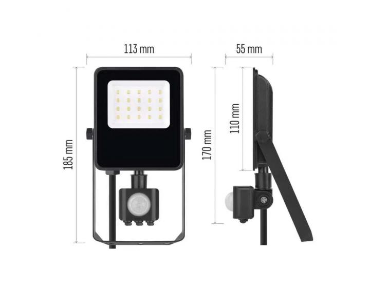 Reflektor LED z czujnikiem ruchu Emos Visio ZS2913, IP54, 10 W, czarny - biaa neutralna