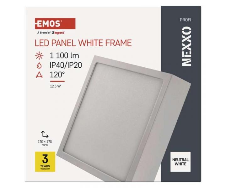 LED wpuszczane oświetlenie NEXXO, kwadratowe, białe, 12,5W, neutralna biel Emos ZM6135