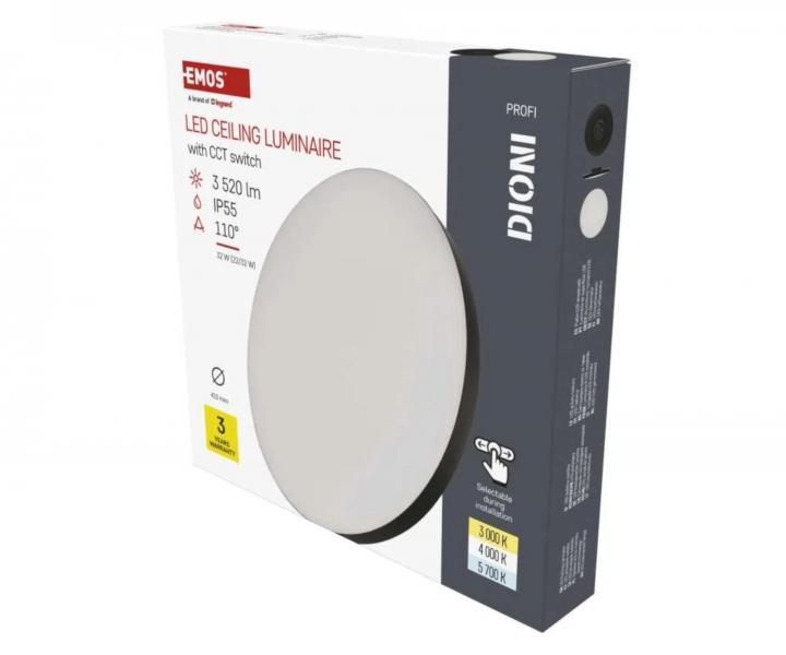 Okrge wpuszczane owietlenie LED Emos Dioni ZM7155, czarne, 32 W, z moliwoci zmiany CCT