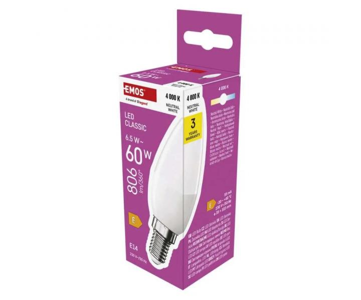 arwka LED wieczka Emos Classic E14, 6,5 W (60 W) neutralna biaa