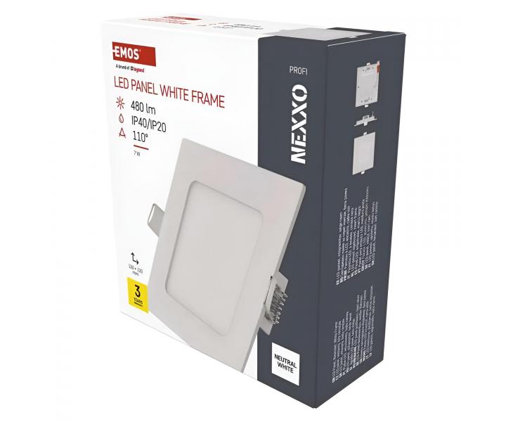 Kwadratowa wbudowana lampa LED Emos Nexxo ZD2125, 7 W, neutralna biel