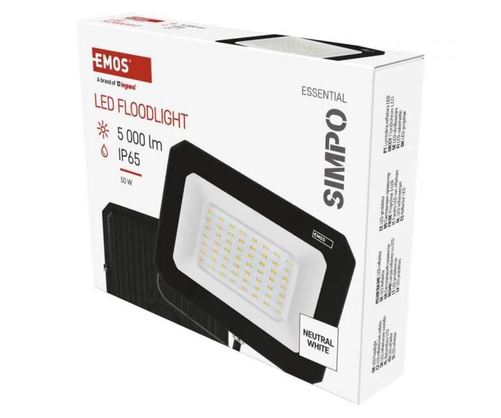 Reflektor LED Emos Simpo ZS2243, IP65, 50 W, czarny - biaa neutralna