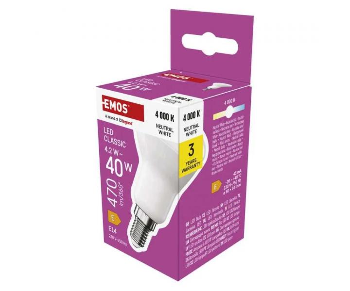 arwka LED Emos Classic R50, E14, 4,2 W (40 W), neutralna biaa