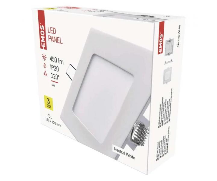 Kwadratowe sufitowe owietlenie LED Emos Profi ZD2122, 6 W, biaa neutralna