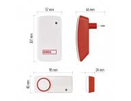 Bezbateryjny domowy bezprzewodowy dzwonek Emos P5750.2T do gniazdka z 2 przyciskami, IP44