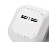 Przeduacz - kostka 1,9 m / 4 gniazdka / biay / PVC / z USB / 1 mm2 Emos P04119U