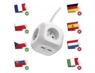 Przeduacz - kostka 1,9 m / 4 gniazdka / biay / PVC / z USB / 1 mm2 Emos P04119U
