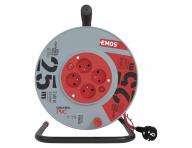 Przeduacz na bbnie Emos P194253, 4x gniazdo, 230 V, 1,5 mm2, czerwony, 25 m