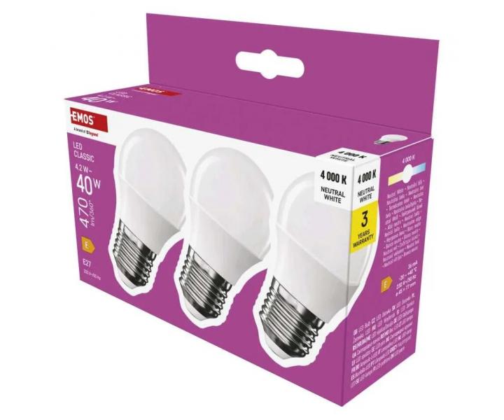 arwka LED Emos Classic Mini Globe ZQ6E23.3, E27, 4,2 W (40 W), neutralna biaa - 1 szt.