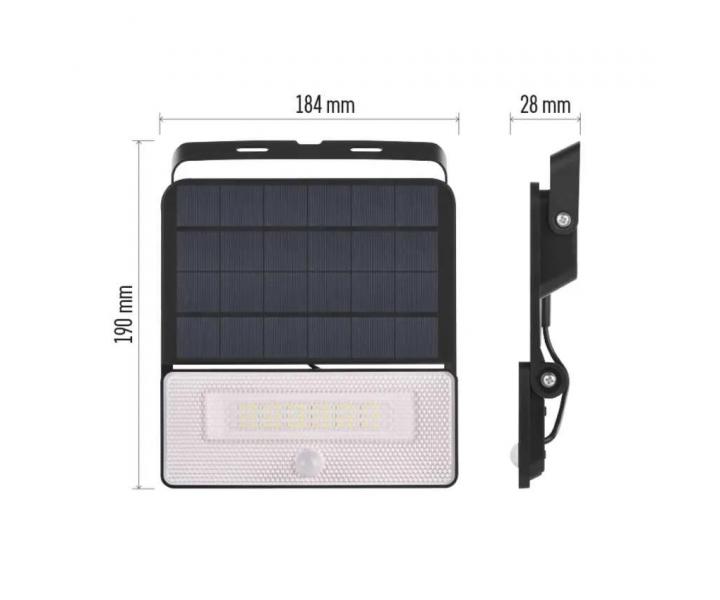 Reflektor solarny LED z czujnikiem ruchu Emos Solo ZG122S, IP54, 1600 lm, czarny - biaa neutralna