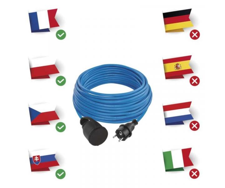 Odporna na warunki atmosferyczne przeduacz 20 m / 1 gniazdko / niebieski / PVC / 230 V / 1,5 mm2 Emos P01420W