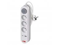 Przeduacz Emos P1312PD, 3x gniazdko, 1x USB-A, 1x USB-C, biay, 2 m
