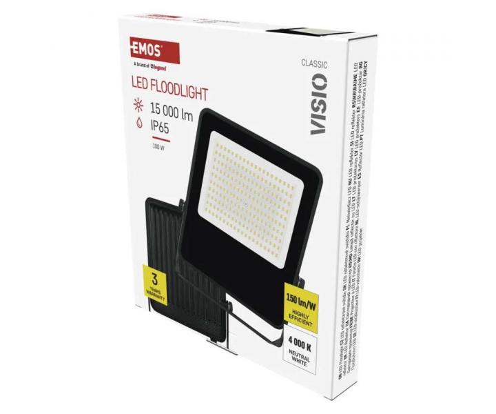 Reflektor LED Emos Visio ZS2553, IP65, 100 W, czarny, neutralna biel.