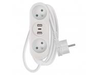 Przeduacz Emos P0211E, 2x gniazdko, 2x USB-A, 1x USB-C, biay, 1,4 m