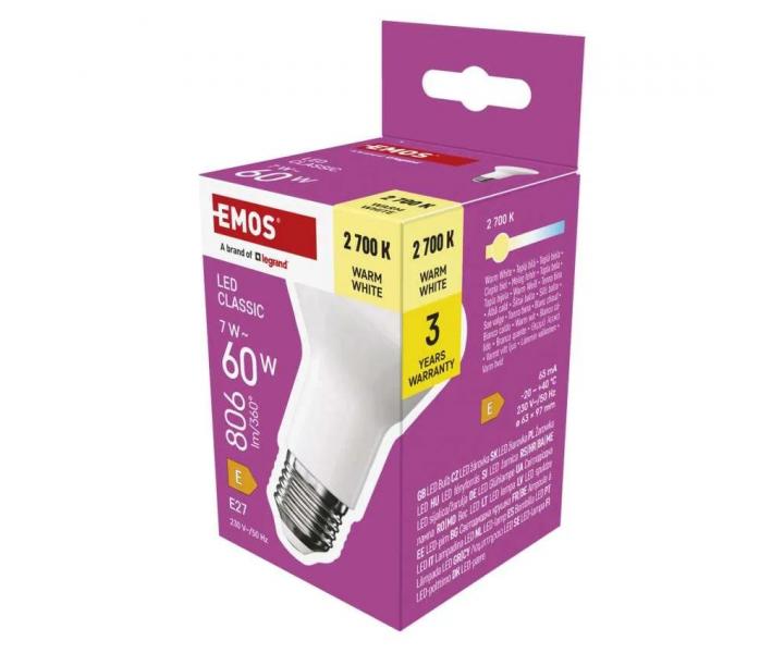arwka LED Emos Classic R63 ZQ7E41, E27, 7 W (60 W), ciepa biaa