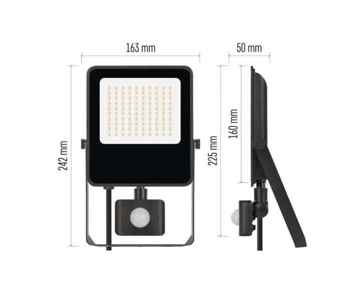 Reflektor LED z czujnikiem ruchu Emos Visio ZS2943, IP54, 50 W, czarny, neutralna biel.